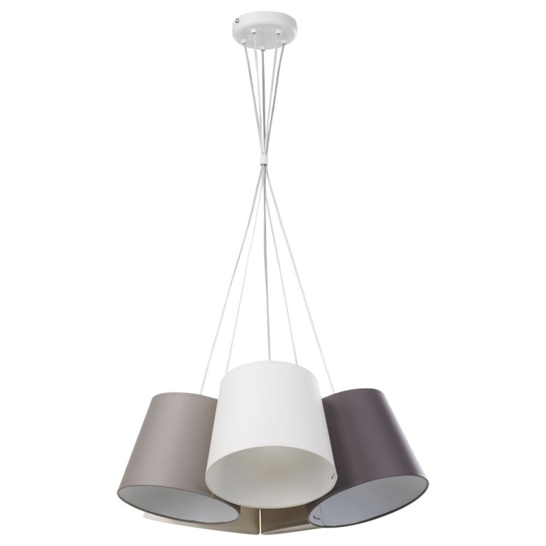 famlights famlights | Pendelleuchte Lorenz aus Stoff in Beige, Braun 5-flammig