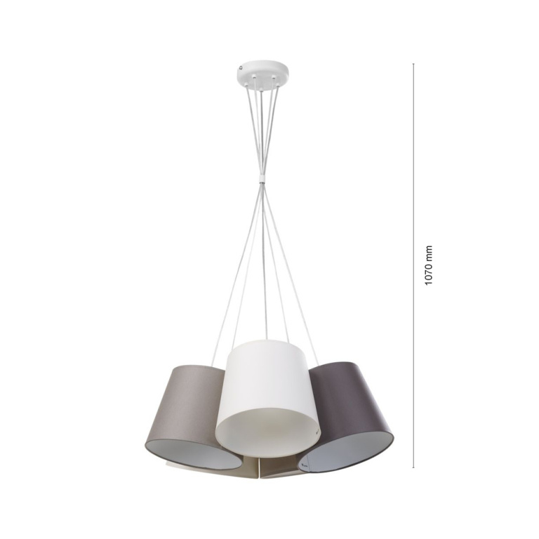 famlights famlights | Pendelleuchte Lorenz aus Stoff in Beige, Braun 5-flammig