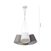 famlights | Pendelleuchte Lorenz aus Stoff in Beige, Braun 5-flammig