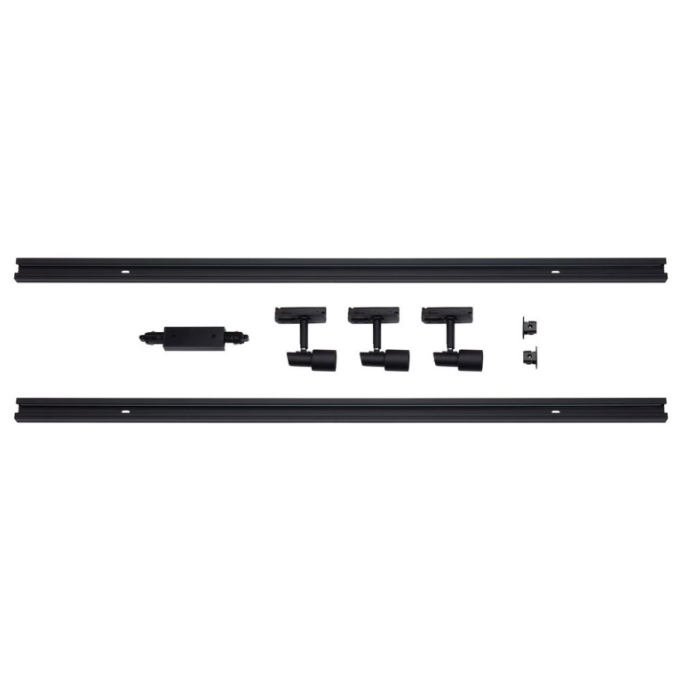 famlights famlights | 1-Phasen Schienensystem-Set 2 Meter inkl. 3 Spots in Schwarz GU10