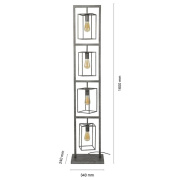 famlights I Stehleuchte Saskia aus Metall in Silber eckig 4xE27 1600 mm