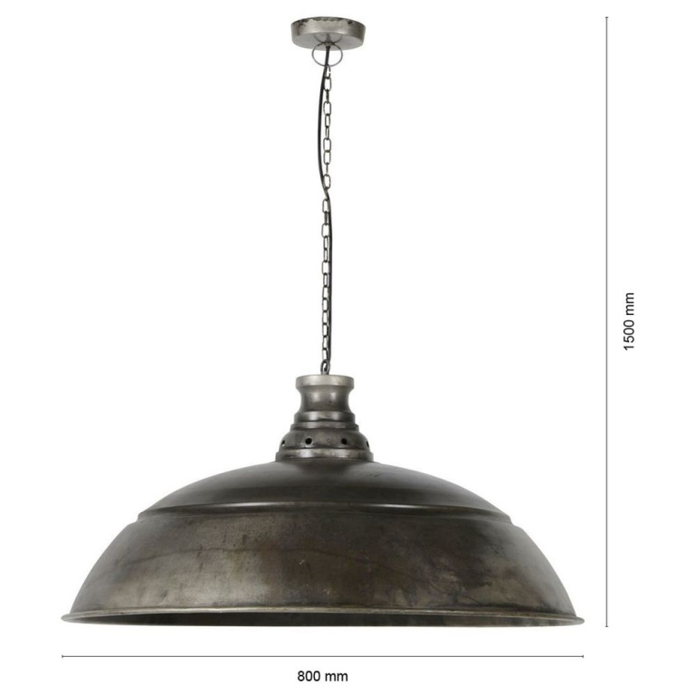 famlights famlights | Vintage Pendelleuchte Ole in Silber E27 800 mm