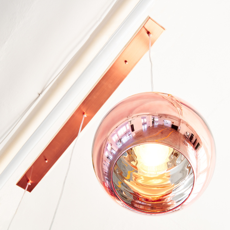 famlights famlights | Pendelleuchte Romeo aus Glas in Kupfer 3xE27