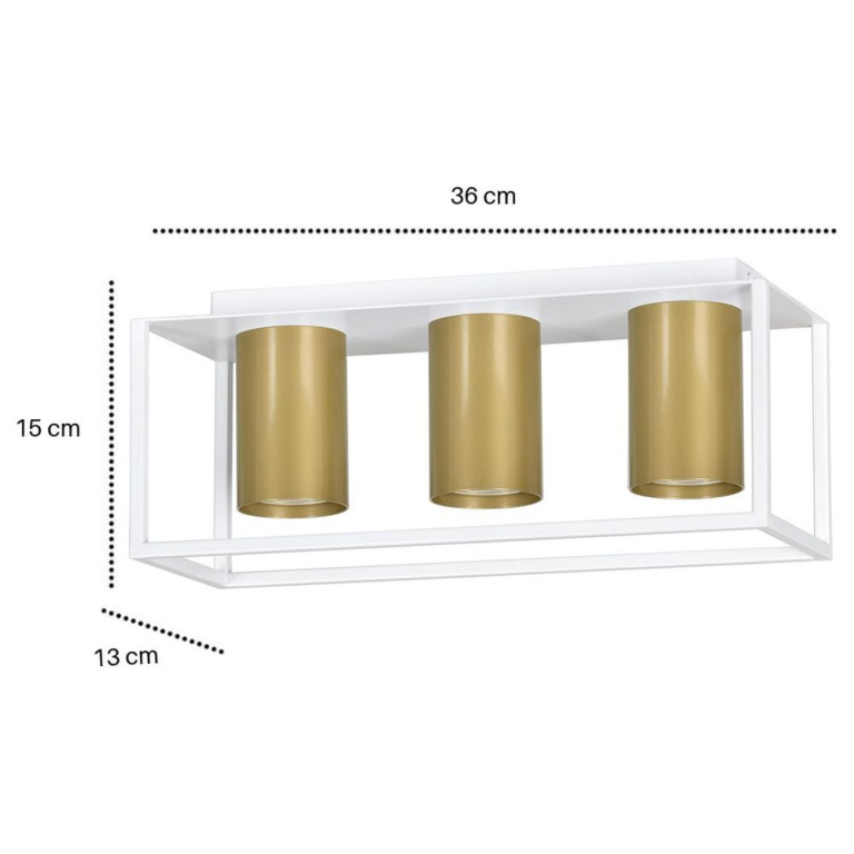 famlights famlights | Deckenleuchte Marlon aus Metall in Weiß und Gold 3xGU10