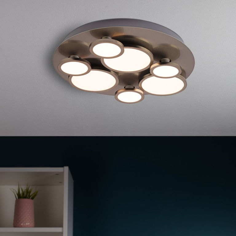 famlights famlights | LED Deckenleuchte Margarete in Nickel mit Leuchtmitteln in Nickel