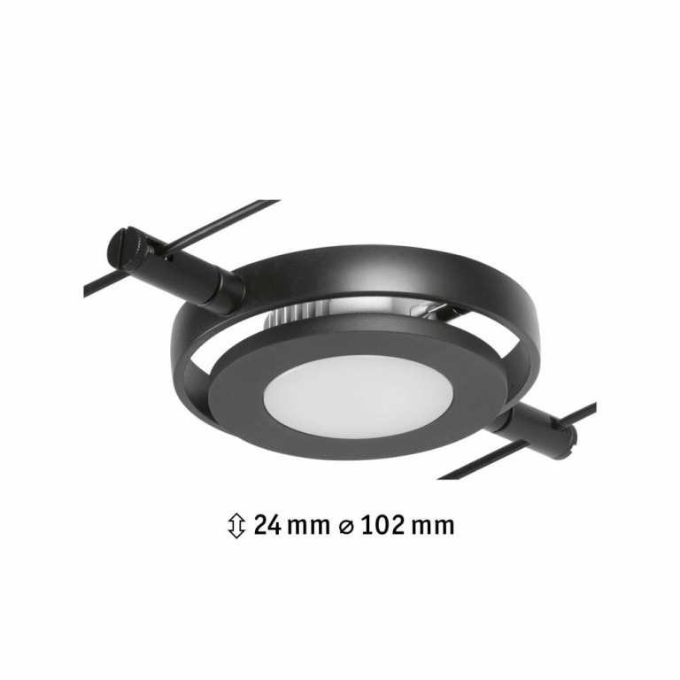 Paulmann LED Seilsystem RoundMac Einzelspot 280lm 4,5W 3000K 12V Schwarz matt/Chrom