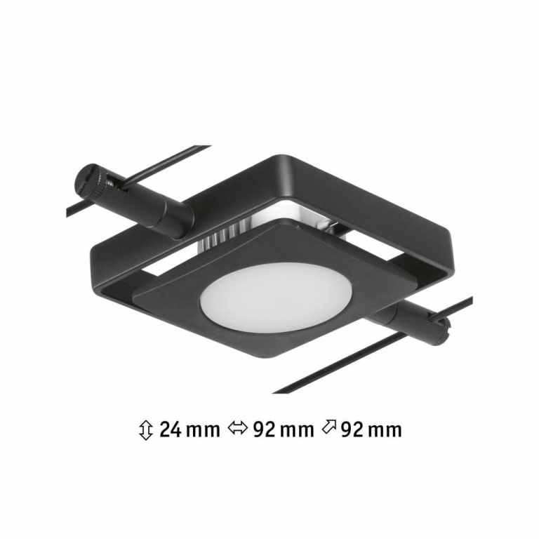 Paulmann LED Seilsystem MacLED Einzelspot 250lm 4,5W 3000K 12V Schwarz matt/Chrom