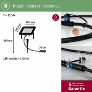 Plug & Shine Erdspieß Flood IP65 15,5W 3.000K Schwarz