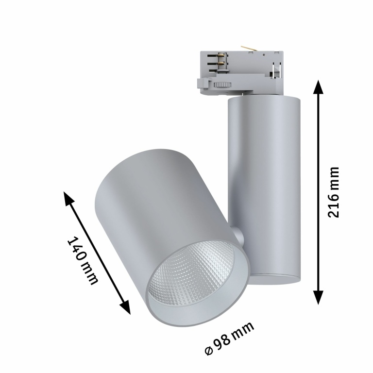 Paulmann ProRail3 LED Schienenstrahler Zeuz silber 33W 15° 3.000K warmweiß dimmbar (LED fest verbaut)