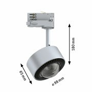 ProRail3 LED Spot Aldan silber schwarz 8,5W 65° 3.000K warmweiß dimmbar (LED fest verbaut)