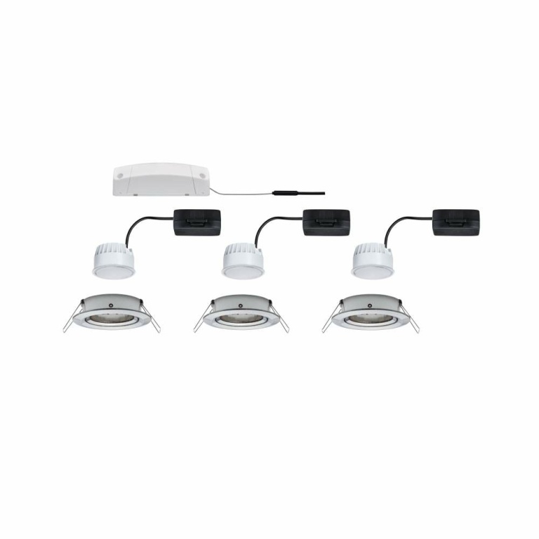 Paulmann ZigBee Smart Home Bundle 3x LED Einbauleuchte Nova Coin 6W 2700K Eisen gebürstet + ZigBee Cephei Controller