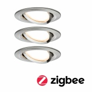 ZigBee Smart Home Bundle 3x LED Einbauleuchte Nova Coin 6W 2700K Eisen gebürstet + ZigBee Cephei Controller