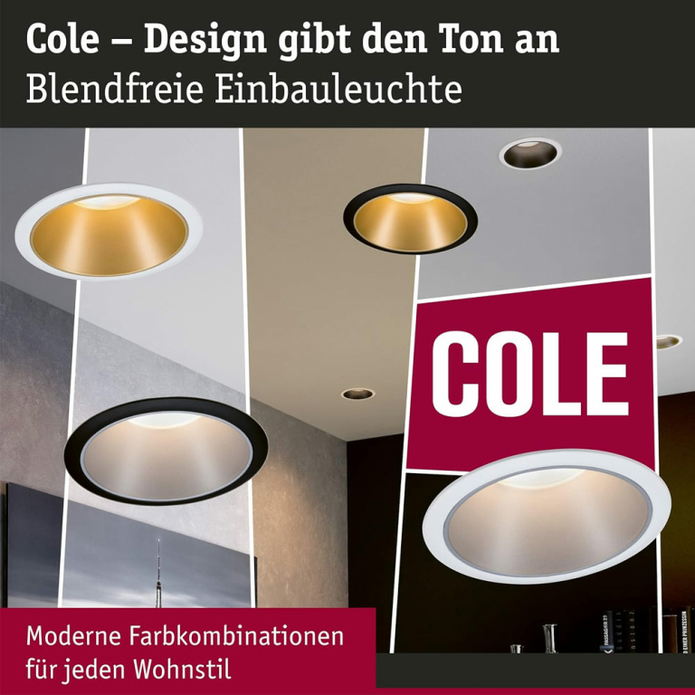 Paulmann Smart Home Zigbee Bundle Einbauleuchte Cole Coin Schwarz/Gold matt 3er-Set 6W IP44 dimmbar