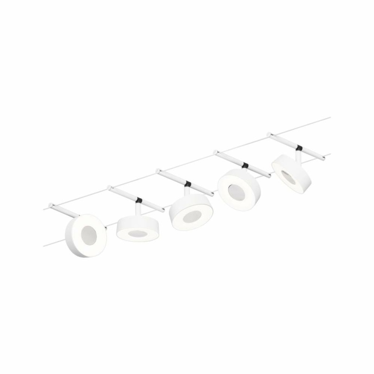 Paulmann LED Seilsystem Circle Basisset 5x180lm 5x5W 3000K 230/12V Weiß matt/Chrom