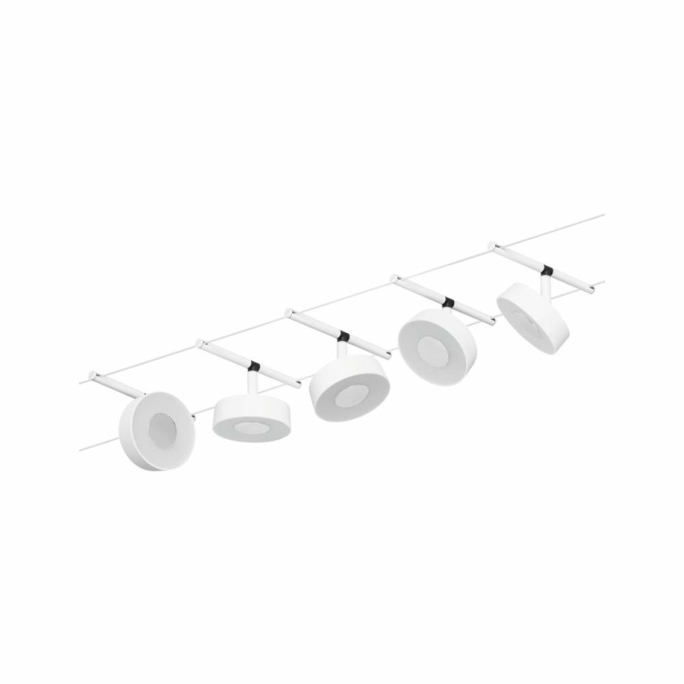 Paulmann LED Seilsystem Circle Basisset 5x180lm 5x5W 3000K 230/12V Weiß matt/Chrom