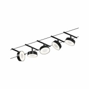 LED Seilsystem Circle Basisset 5x180lm 5x5W 3000K 230/12V Schwarz matt/Chrom