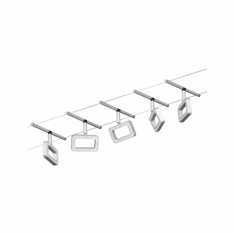 Paulmann LED Seilsystem Frame Basisset 5x280lm 5x4,8W 3000K 230/12V Chrom matt/Chrom