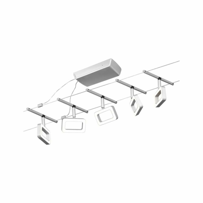 Paulmann LED Seilsystem Frame Basisset 5x280lm 5x4,8W 3000K 230/12V Chrom matt/Chrom