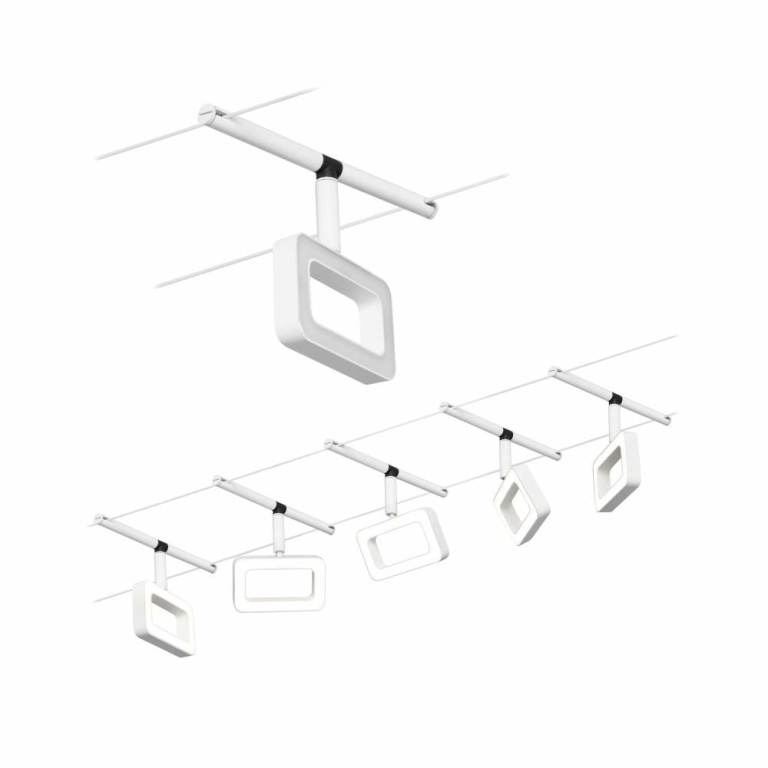 Paulmann LED Seilsystem Frame Basisset 5x280lm 5x4,8W 3000K 230/12V Weiß matt/Chrom