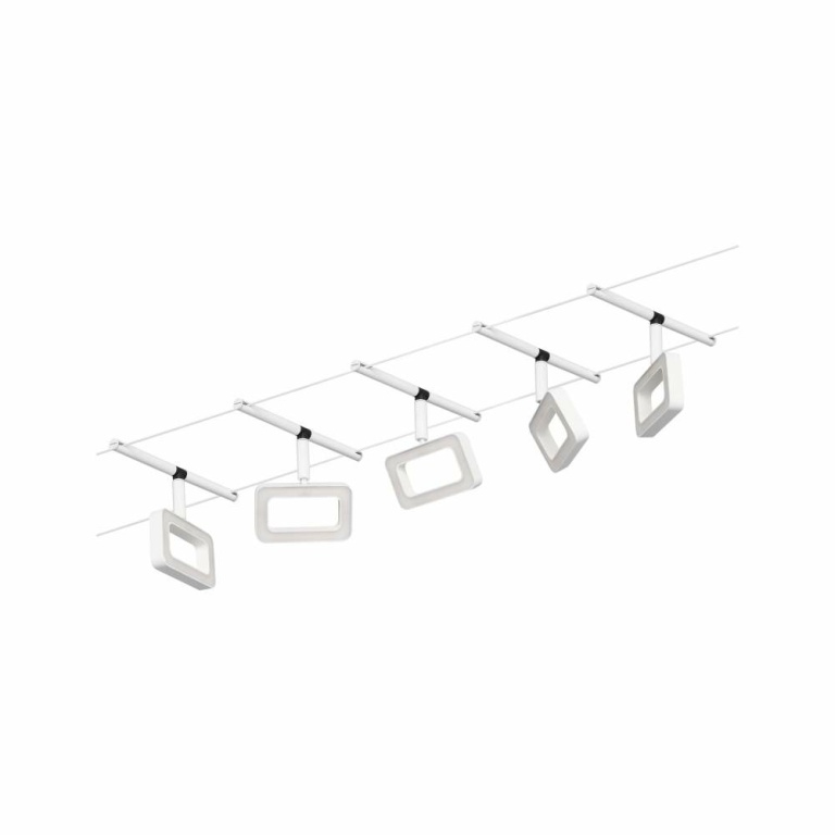 Paulmann LED Seilsystem Frame Basisset 5x280lm 5x4,8W 3000K 230/12V Weiß matt/Chrom