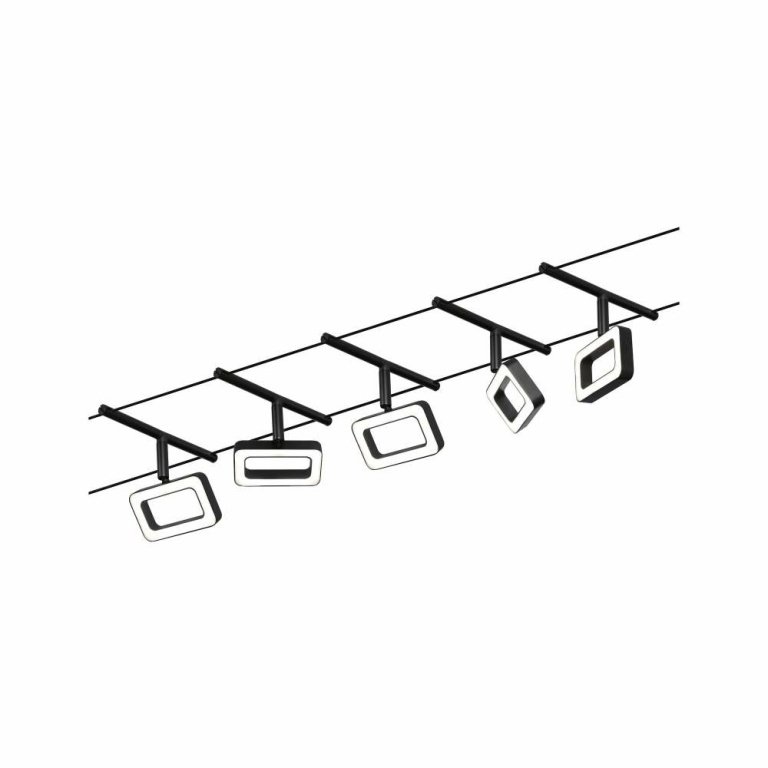 Paulmann LED Seilsystem Frame Basisset 5x280lm 5x4,8W 3000K 230/12V Schwarz matt/Chrom