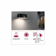 Solar LED Außenwandleuchte Adya mit Bewegungsmelder IP44 180x118mm 3000K 2,5W 300lm