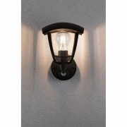 Außenwandleuchte Classic Curved mit Bewegungsmelder IP44 eckig 180mm  max. 12W  230V  Schwarz Kunststoff