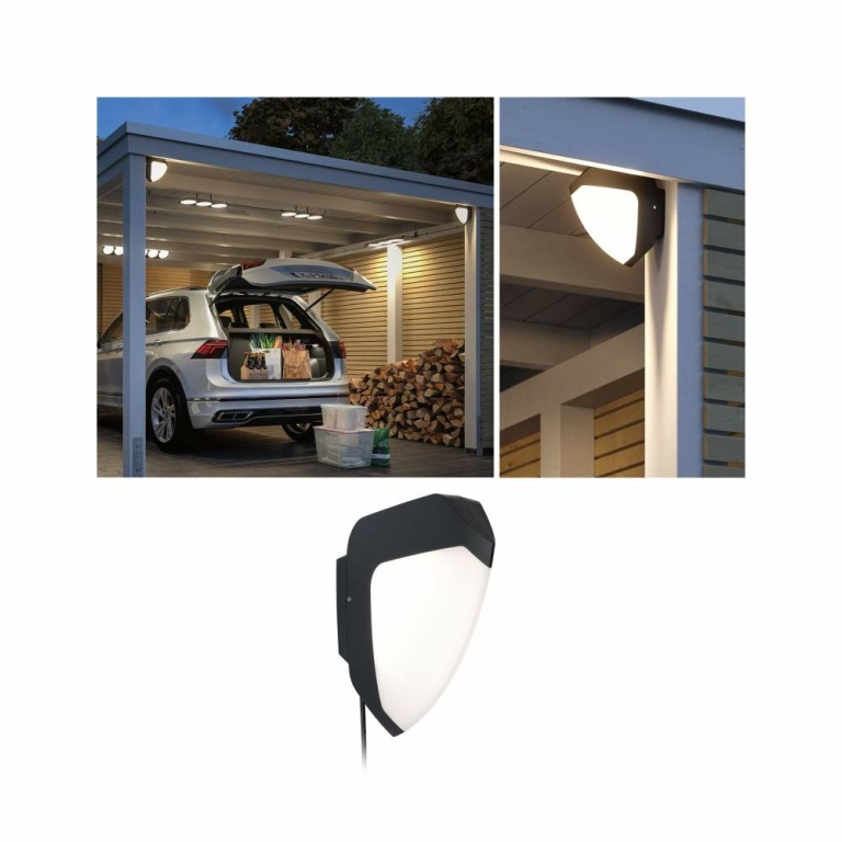 Paulmann Park + Light LED Außenwandleuchte Ikosea mit Bewegungsmelder 5,6W 12V IP44 3000K Anthrazit Kunststoff