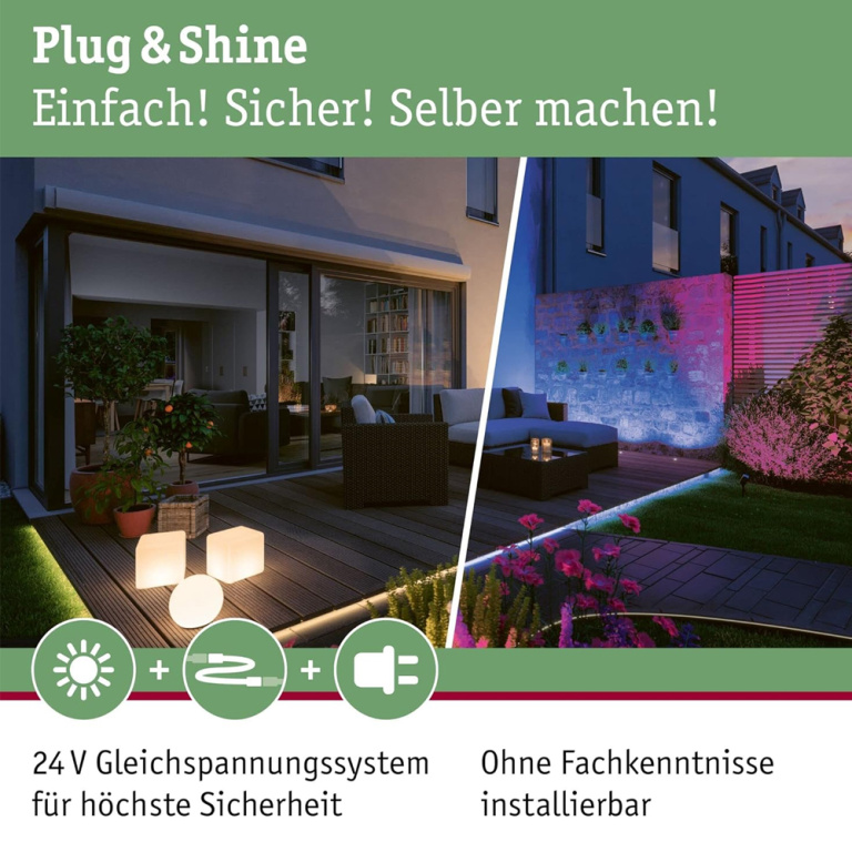 Paulmann Plug & Shine LED Stripe Smooth 2m IP67 RGBW+ Smart Home Zigbee 11W Weiß