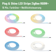 Plug & Shine LED Stripe Smooth 2m IP67 RGBW+ Smart Home Zigbee 11W Weiß