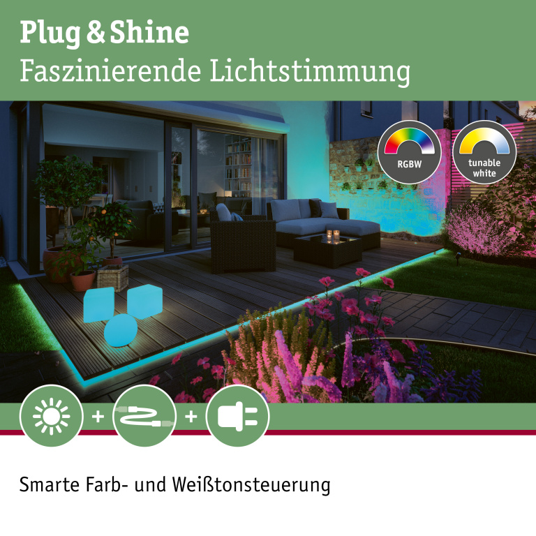 Paulmann Plug & Shine LED Stripe Smooth 5m IP67 RGBW+ Smart Home Zigbee 22W Weiß