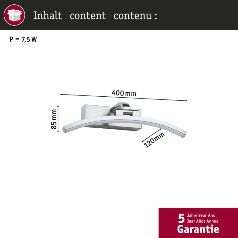 Paulmann LED Bilderleuchte Bento 30cm Alu gebürstet 3000K 300lm 6W 230V