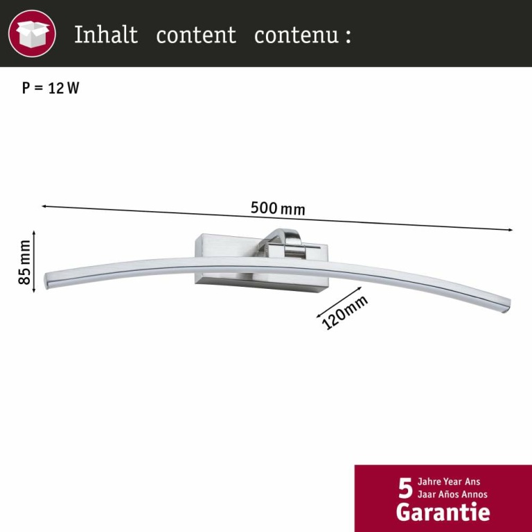 Paulmann LED Bilderleuchte Bento 50cm Alu gebürstet 3000K 520lm 10W 230V