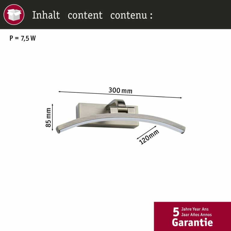 Paulmann LED Bilderl. Bento altmessing 300mm 600 lm 3000K 230V