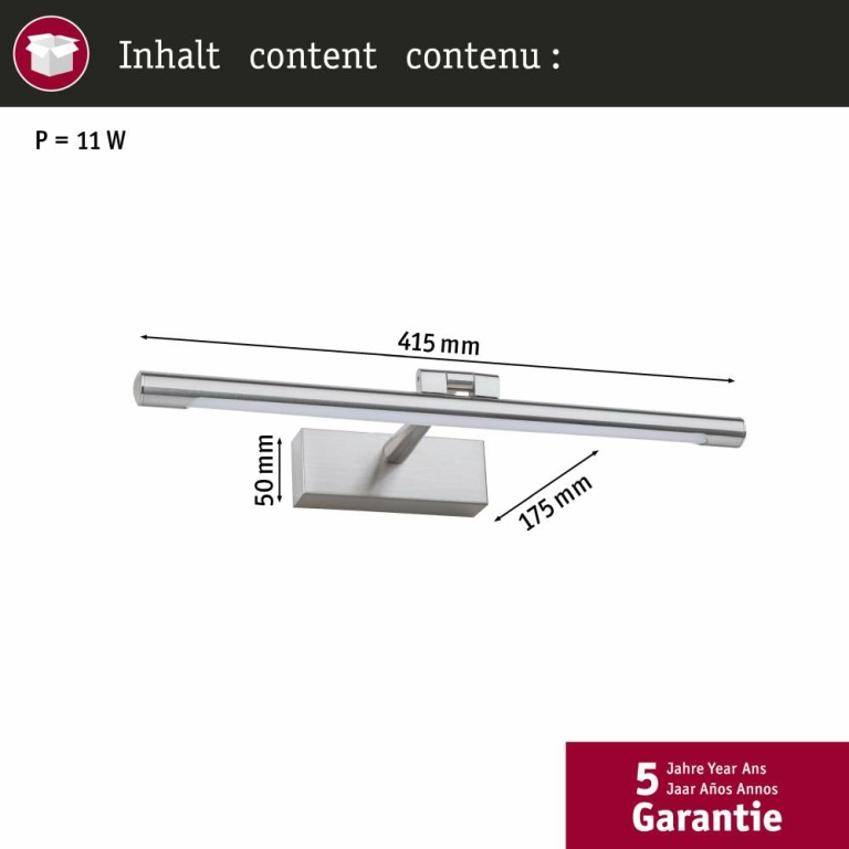 Paulmann LED Bilderl. Mingo alu geb. 400mm 1000lm 3000K 230V