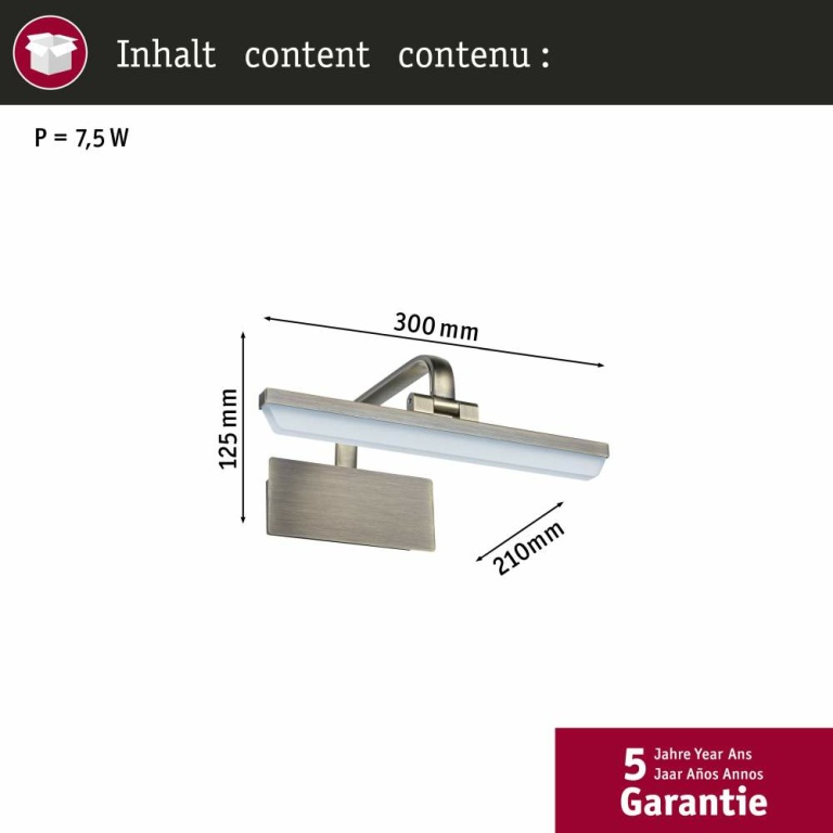 Paulmann LED Bilderl. Renan altmessing 300mm 600 lm  3000K 230V