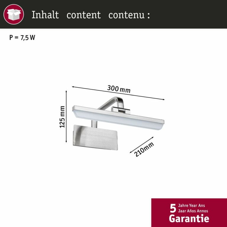 Paulmann LED Bilderl. Renan alu geb 300mm 600lm 3000K 230V