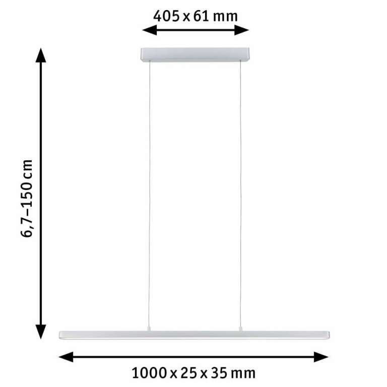 Paulmann LED Pendelleuchte Lento chrom-matt 2700K dimmbar 1800lm 42W