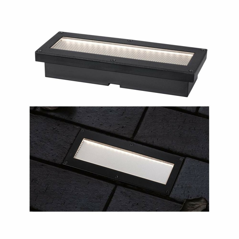 Paulmann Solar LED Bodeneinbauleuchte Domenic schwarz 20x8cm mit Dämmerungsschalter IP67 8lm 3000K wasserdicht rostfrei