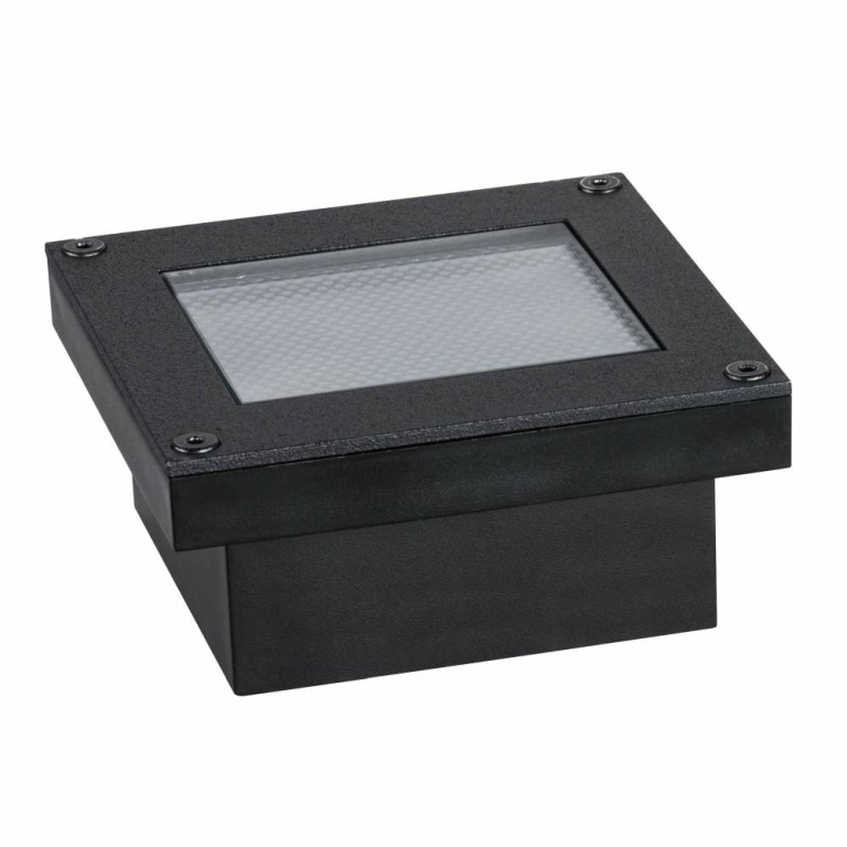 Paulmann Solar LED Bodeneinbauleuchte Domenic schwarz 8x8cm mit Dämmerungsschalter IP67 8lm 3000K wasserdicht rostfrei