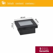 Solar LED Bodeneinbauleuchte Domenic schwarz 8x8cm mit Dämmerungsschalter IP67 8lm 3000K wasserdicht rostfrei