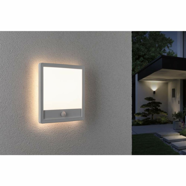 Paulmann LED Außenpanel Lamina Bewegungsmelder IP44 eckig 250x250mm 3000K 14,5W 950lm 230V Weiß Kunststoff