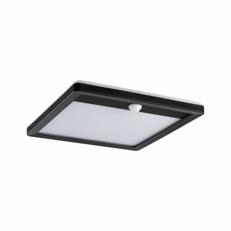 Paulmann LED Außenpanel Lamina inkl. Bewegungsmelder IP44 eckig 250x250mm 3000K 14,5W 1100lm 230V  Schwarz Kunststoff