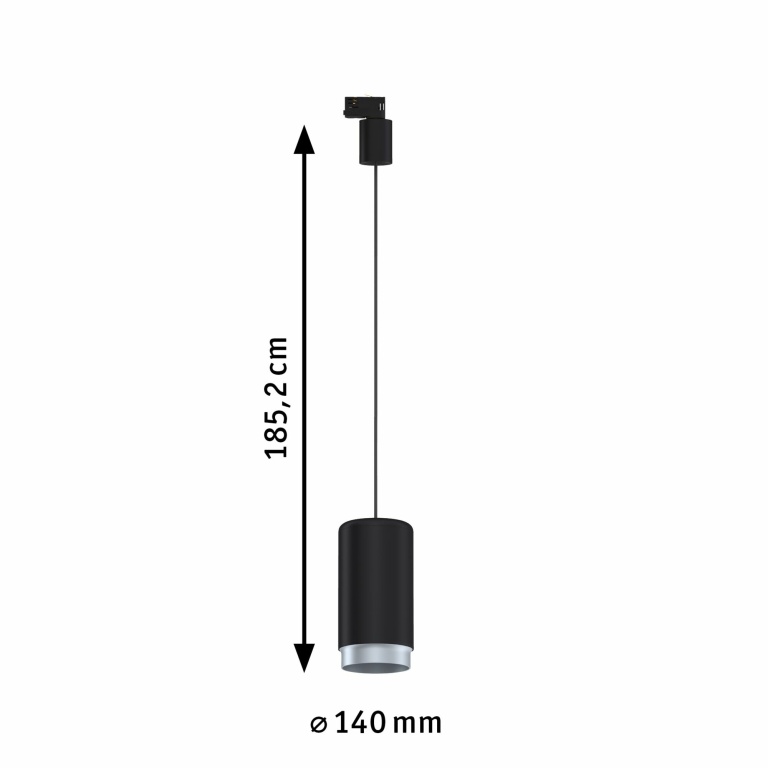 Paulmann ProRail3 Pendel Leuchte Corus Schwarz Silber max. 1x50W E27 kürzbar