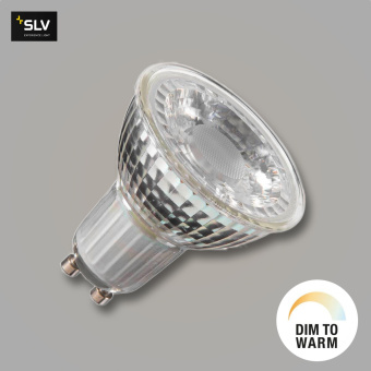 SLV QPAR51 GU10 LED Leuchtmittel 6W 2200-2700K Dim-to-Warm CRI93 36° silber