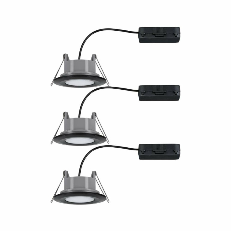 Paulmann HomeSpa LED Einbauleuchte Calla 3er-Set schwenkbar IP65 90mm 30° 3x5W 3x430lm 230V 3000K Schwarz matt