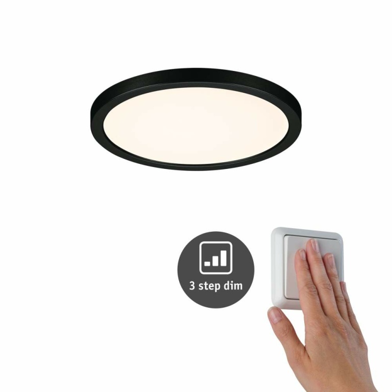 Paulmann VariFit LED Einbaupanel 3-Step-Dim Areo IP44 rund 175mm 3000K Schwarz dimmbar