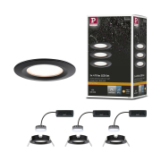 LED Einbauleuchten 3er-Set Nova Plus Coin rund 6W 2700K 470lm IP44 Schwarz matt starr dimmbar 230V