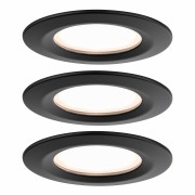 LED Einbauleuchten 3er-Set Nova Plus Coin rund 6W 2700K 470lm IP44 Schwarz matt starr dimmbar 230V