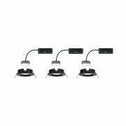 LED Einbauleuchten 3er-Set Nova Plus Coin rund 6W 2700K 470lm IP44 Schwarz matt starr dimmbar 230V